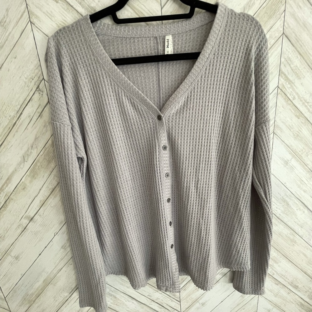 Thermal button down long sleeve shirt